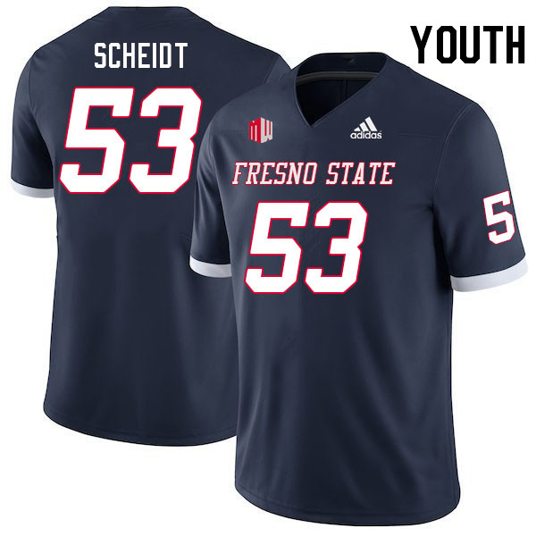 Youth #53 Steven Scheidt Fresno State Bulldogs College Football Jerseys Stitched Sale-Navy - Click Image to Close